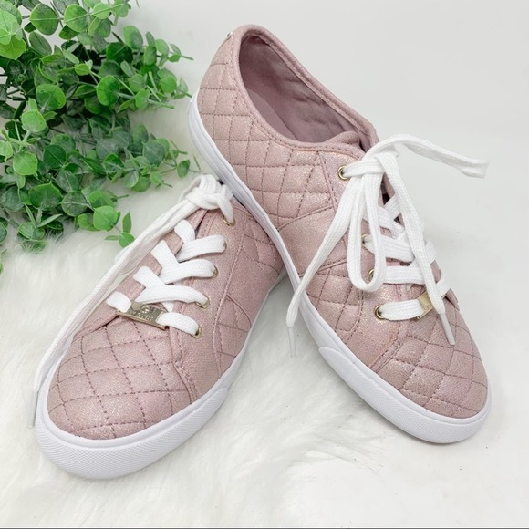 NWT Guess Rosey Pink Shimmer Sneakers backer2 9.5 - Picture 2 of 10